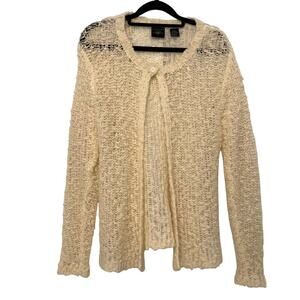 Vintage Chunky Knit Wool Cardigan Cream White Size Medium Fairy Cottagecore Boho